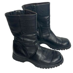 Havana Joe Mid Calf Leather Zipper Black Booties size 37